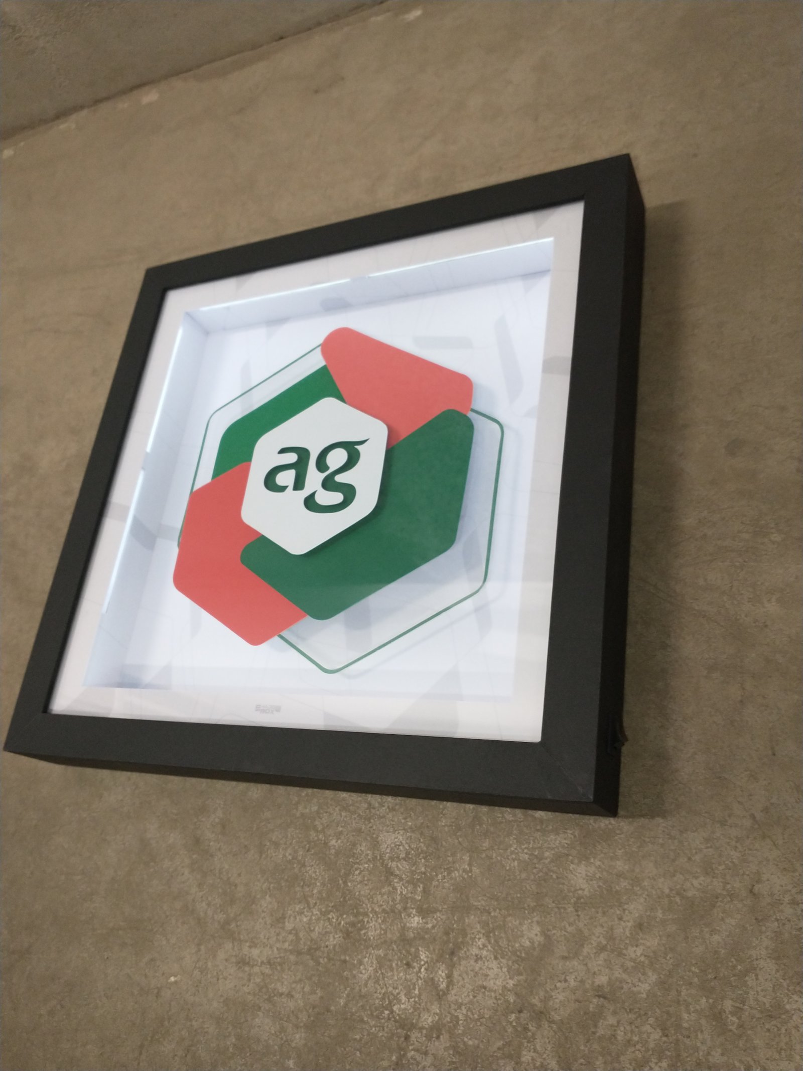Shadowbox da Agroceres finalizada, na parede